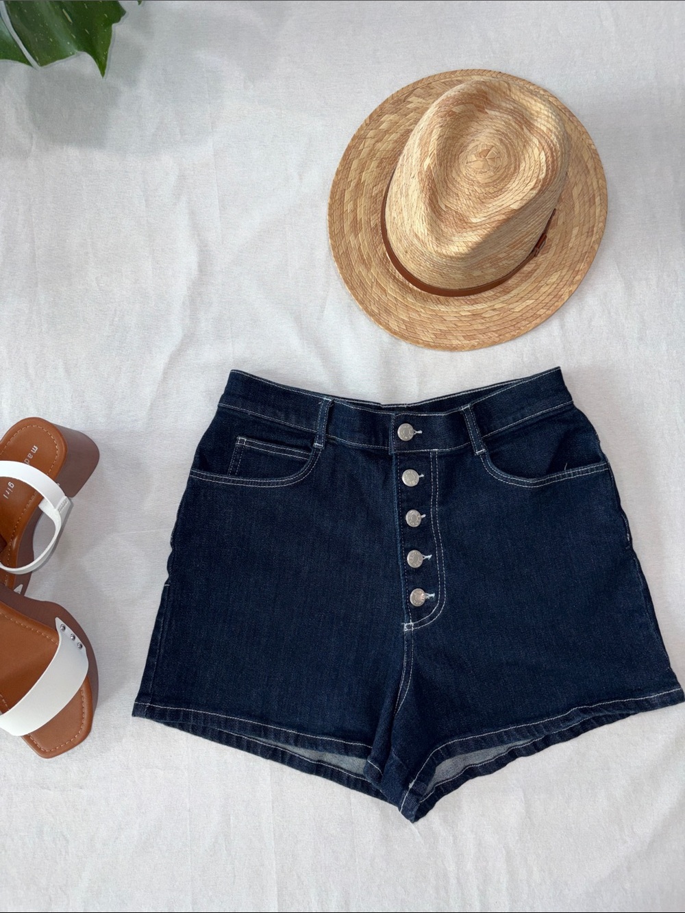 BDG Navy High-Rise Button-Fly Denim Shorts